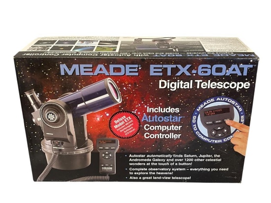 MEADE ETX-60AT DIGITAL TELECOPE WITH AUTOSTR COMPUTER CONTROLLER IN ORIGINAL BOX