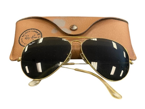 VINTAGE RAYBAN 6214 AVIATOR SUNGLASSES WITH BAUSCH & LOMB MARKED ON THE LENSES