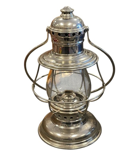 PETER GRAY & SONS NO. 3 CHROME FINISH LANTERN WITH CLEAR GLASS SHADE, BOSTON, MASS.