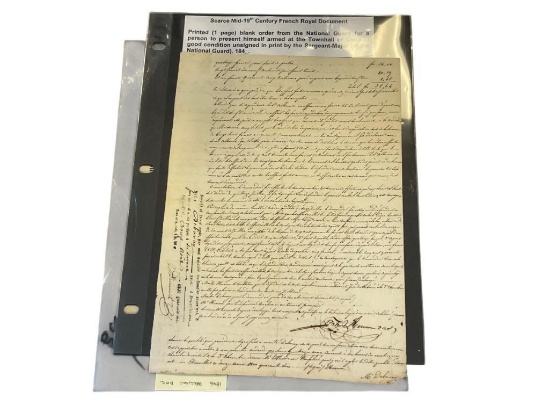 MID-19TH CENTURY FRENCH NATIONAL GAURD BLANK ORDER FOR A PERSON TO PRESENT HIMSELF TOWNHALL CELERY