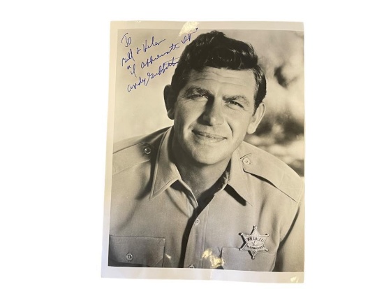 ANDY GRIFFITH AUTOGRHPAHED BLACK AND WHITE PHOTOGRAPH FROM THE COLLECTION OF WILLIAM BROWER