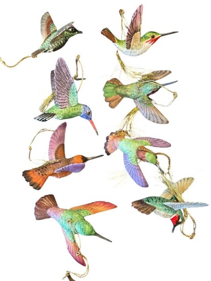 1990 LENOX HOLIDAY HUMMINGBIRD FIGURAL PORCELAIN ORNAMENTS EACH IS DATED AND MARKED