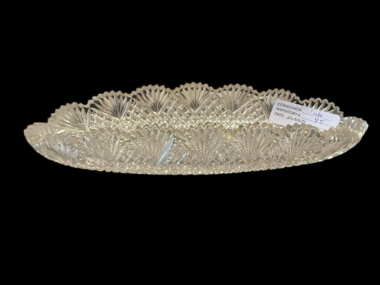 AMERICAN BRILIANT PERIOD CANOE-SHAPED CELERY DISH OBLONG CRYSTAL VEGETABLE DISH