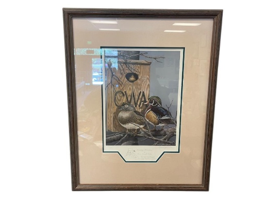 SHERRIE RUSSELLMELINE CALIFORNIA ARTIST 1992 LIMITED EDITION WATERFOWL WOOD DUCK PROGRAM PRINT