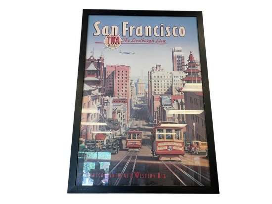 VINTAGE STYLED SAN FRANCISCO TWA THE LINDBERGH LINE AVIATION PASSANGER PLANE POSTER