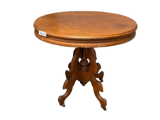 ANTIQUE EARLY 20TH CENTURY OVAL CARVED WALNUT PARLOR TABLE
