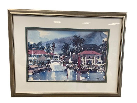 VERN TREMEWEN "PIONEER INN LAHAINA HARBOR, HAWAII" PRINT