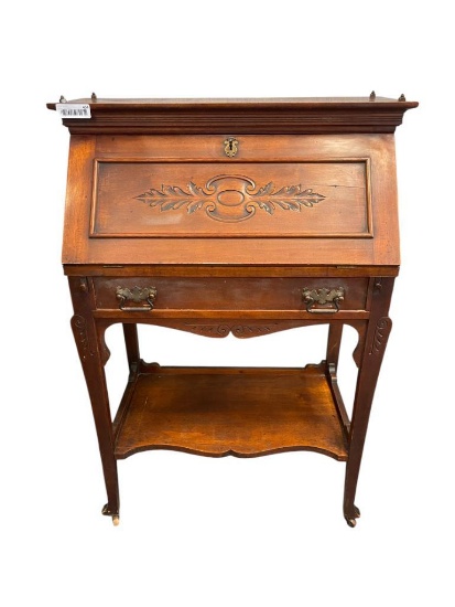 ANTIQUE MATTHEWS BROS. FURNITURE MILWAUKEE, WISCONSIN MADE MAHOGANY DROP FRONT SECRETARY DESK