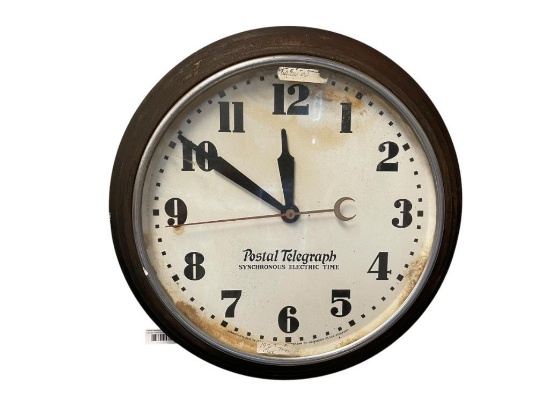 ANTIQUE 1930'S ART DECO HAMMOND CLOCK METAL CASE POSTAL TELEGRAPH SYNCHRONOUS ELECTRIC TIME CLOCK