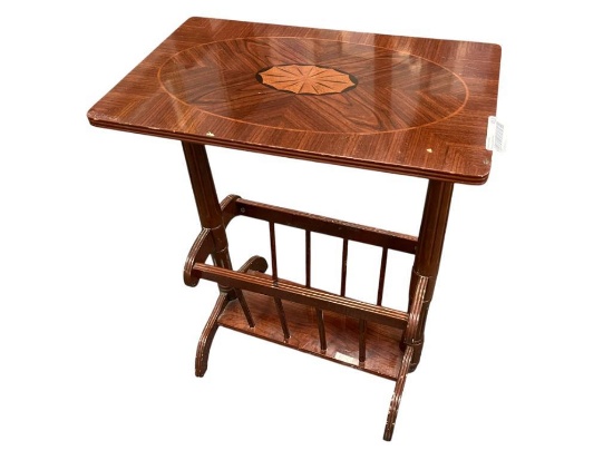 COASTER CO. OF AMERICAN PRESSED WOOD MAGAZINE RACK SIDE TABLE WITH INLAID STYLE DESIGN