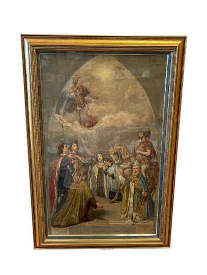 GIOVANNI GIRIBONE EARLY 20TH CENTURY ORIGINAL ANTIQUE RELIGIOUS OIL PAINTING ON CANVAS