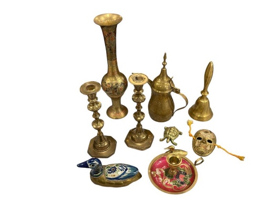 10 ASSORTED BRASS HOME DECOR COLLECTIBLES