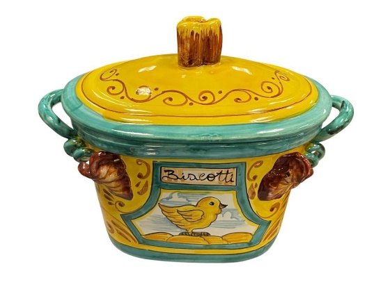 ITALIAN POTTERY HAND CRAFTED BISCOTTI JAR