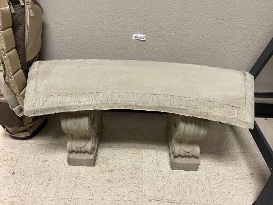 STONE CEMENT PATIO GARDEN BENCH WITH SCROLL BASES