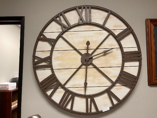 OVERSIZED HOME DECOR WALL CLOCK FEATURING PRESSED WOOD AND METAL DESIGN