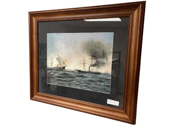 BATTLE OF CHERBOURG AMERICAN CIVIL WAR PRINT ON CANVAS
