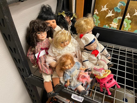 SEVEN COLLECTIBLE DOLLS INCLUDING FIVE PORCELAIN DOLLS