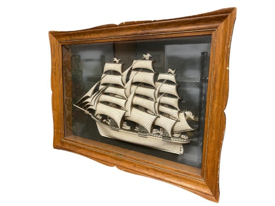 VINTAGE MID-CENTURY TURNER 3D SHIP WALL WANGING "FLYING CLOUD 1850" CLIPPER NAUTICAL SHIP MODEL