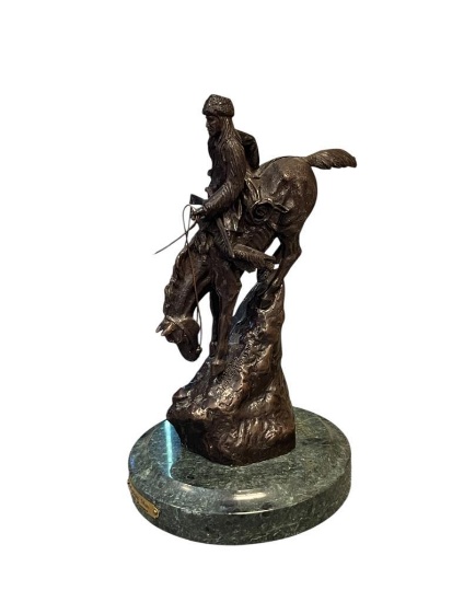 FREDERIC REMINGTON RENOWN WESTERN AMERICAN ARTIST AND SCULPTOR BRONZE SULPTURE "MOUNTAIN MAN"
