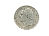 1853 BELGIUM 5 FRANCS 90% SILVER COIN