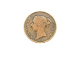 1845 STRAITS SETTELMENT ONE CENT COPPER COIN