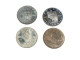 FOUR 1964 STATE OF NEVADA 36TH STATE CENTENNIAL 90% SILVER COINS