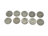 $5 FACE VALUE IN U.S. FRANKLIN SILVER HALF DOLLARS