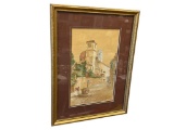 R. WINERCKLE ORIGINAL WAERCOLOR ON PAPER EUROPEAN VILLAGE STREET SCENE DATED 1924