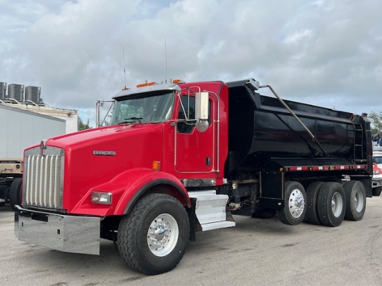 2007 KENWORTH T800 TRI AXLE 18' STEEL BED DUMP TRUCK AUTOMATIC CUMMINS DIESEL