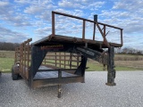 2010 Lawrimore Gooseneck Trailer 24', 7000lb. axles, w/ metal ramps and wooden sides