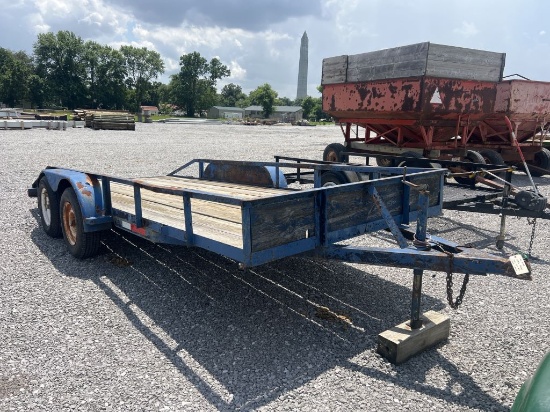 6' 5''x16' Flatbed trailer with 3 new tires on it