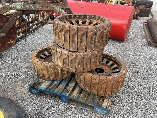 Set of 4 steel skid loader wheels
