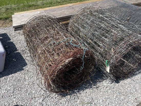 2x rolls of used red brand woven wire