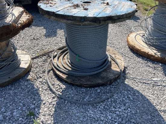 Wooden wire spool with thick cable 80+ feet