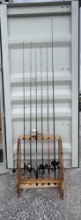 6 Fishing Poles with Stand