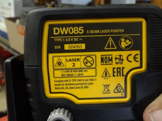 Dewalt DW085 5 Beam Laser Pointer- In Box