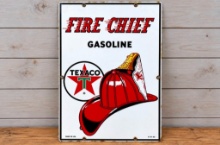 Original Texaco Fire Chief Gasoline porcelain pump plate