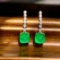 14k Gold 2 Ct Natural Emerald & Diamond Earrings