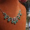 14k Gold 12.35 Ct Natural Emerald & Diamond & Sapphire Necklace