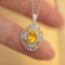 14k Gold 0.7 Ct Natural Sapphire & Sapphire & Diamond Pendant( Without Chain )