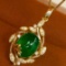 14k Gold 3.78 Ctw Vivid Green Natural Emerald & Diamond Pendant( Without Chain )