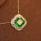 14k Gold 2.92 Ct Natural Emerald & Diamond Necklace