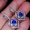 14k Gold 3.23 Ctw Natural Sapphire & Diamond Earrings