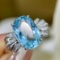 14k Gold 3.7 Ctw Natural Aquamarine & Diamond Ring