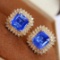 14k Gold 2.25 Ctw Natural Sapphire & Diamond Earrings
