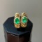 14k Gold 0.52 Ct Natural Emerald & Diamond Earrings