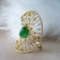 14k Gold 3 Ct Vivid Green Natural Emerald & Diamond Ring