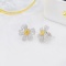 14k Gold 1.24 Ctw Natural Yellow Diamond & Diamond Earrings