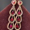 14k Gold 3.37 Ct Natural Ruby & Diamond & Sapphire Earrings
