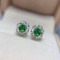 14k Gold 1.00 Ct Natural Tsavorite & Sapphire Earrings